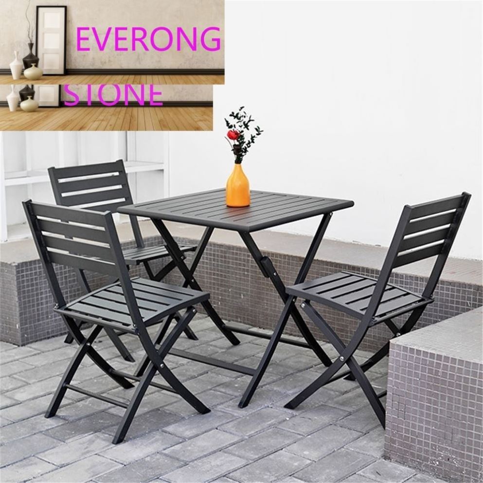 Champagne aluminum garden Furniture with 4 chairs and 1 folding table set For Outdoor Patio Use