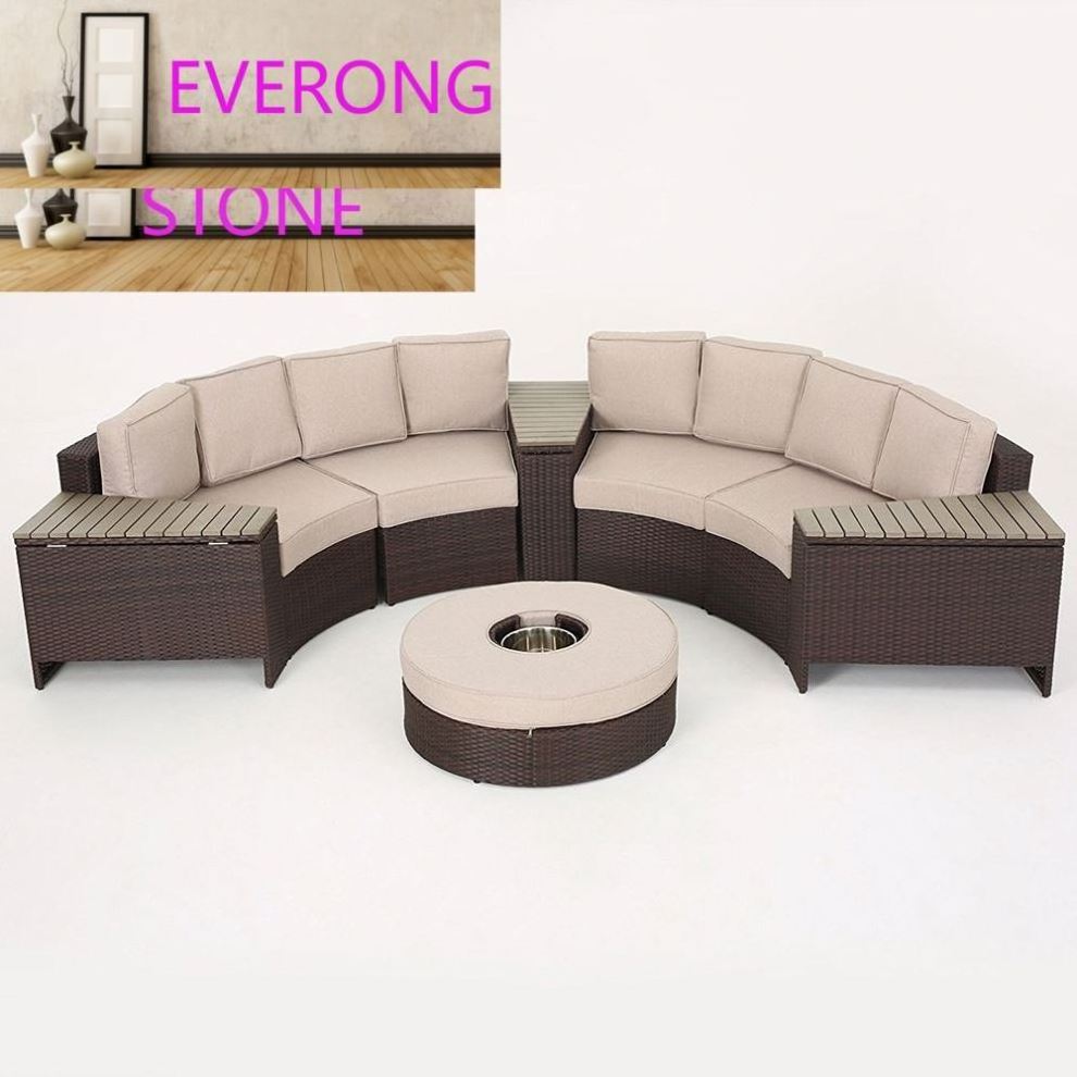 Foshan Latest Design Outdoor Garden Rattan Sofa Set With Half Moon Shape For Patio Furniture