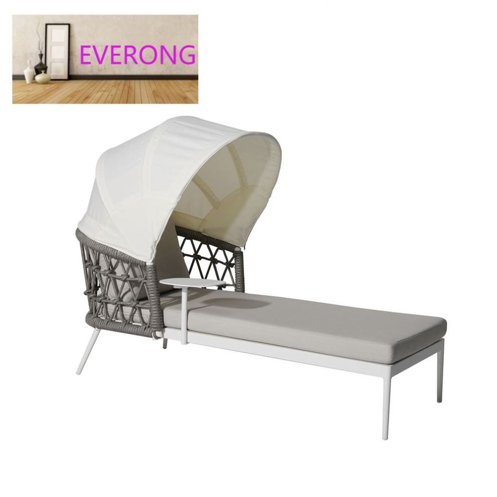 everong Canopy Sunbed Aluminum Furniture Patio Garden Chaise Lounge Chair Outdoor Sun Lounger For Pool Side