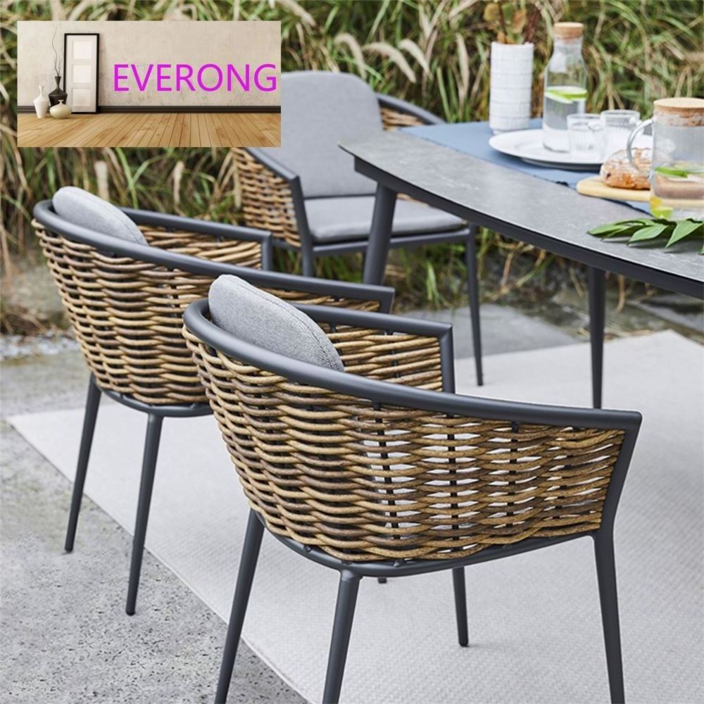 everong Rattan Restaurant Dining Furniture Garden Table Set Aluminium Garden Outdoor Dining Set Patio Furniture Sets