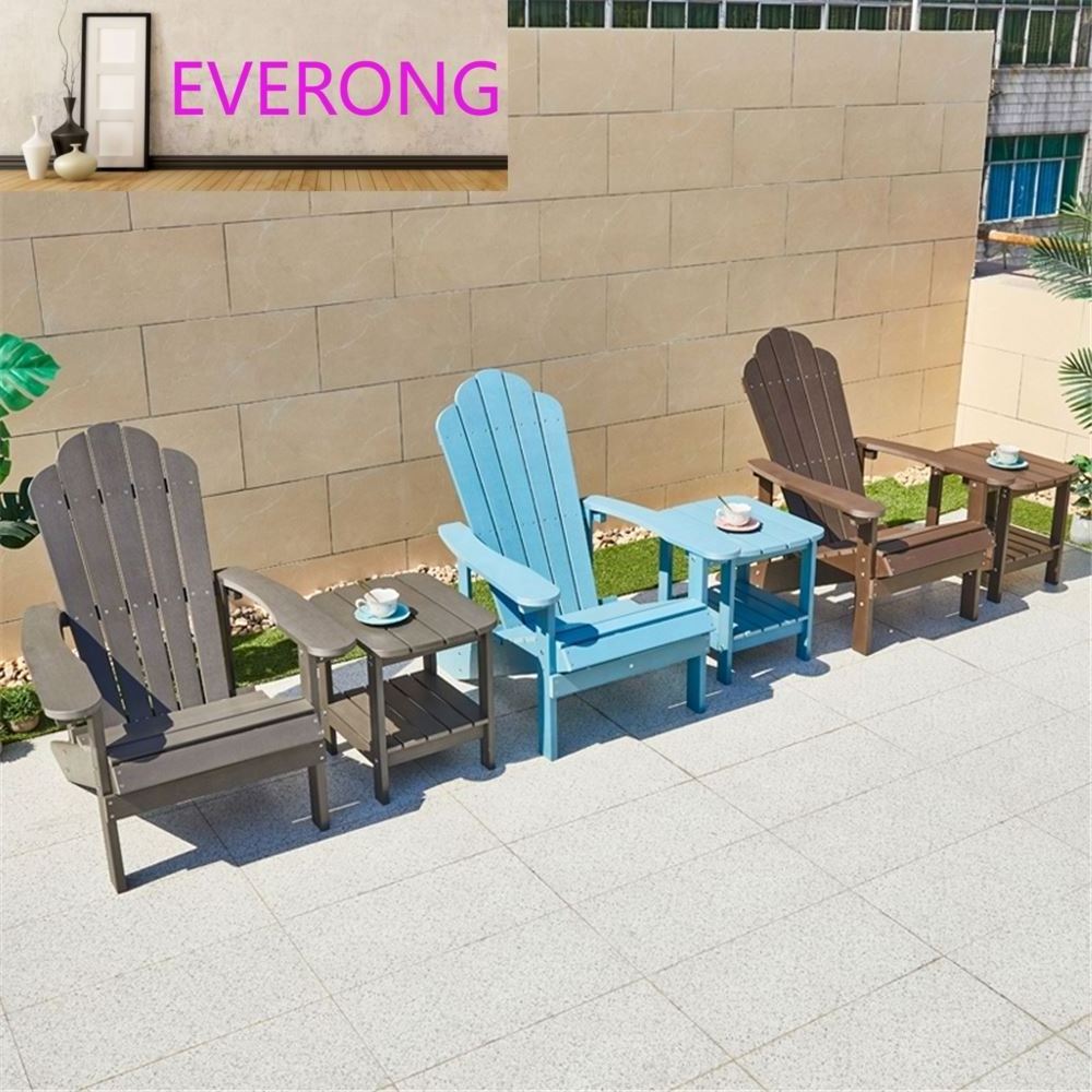 EV wood plastic composite chair wood side table outdoor endurable plastic wood modern adirondack table with cupholder