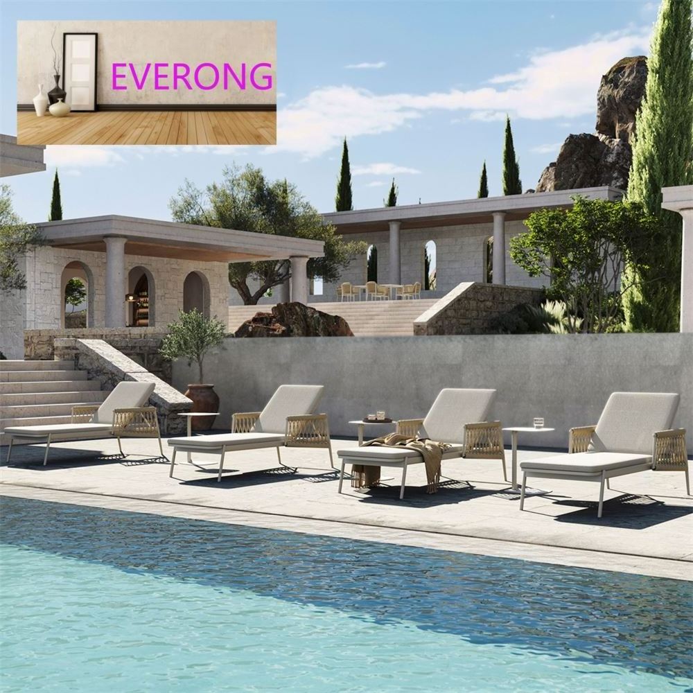 everong Hotel Garden Furniture Rattan Beach Bed Sun Lounger Aluminum Swimming Pool Chairs Sun Bed Outdoor Furniture