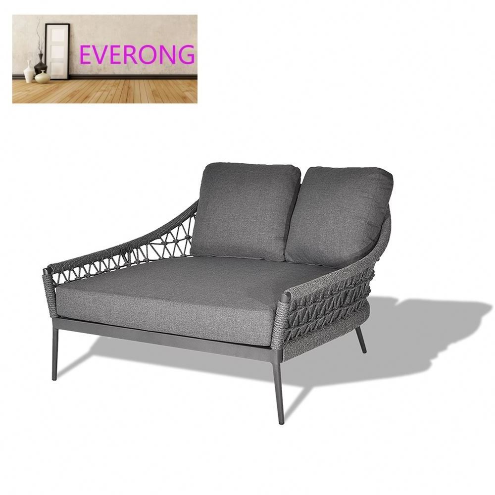 everong Luxury Outdoor Rope Weaving Sun Bed All Weather Hotel Poolside Furniture Lounge Bed Garden Day Bed