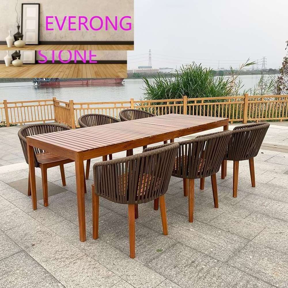 Outdoor Garden Teak Wood Dining Table Set with 6 seater chairs for patio