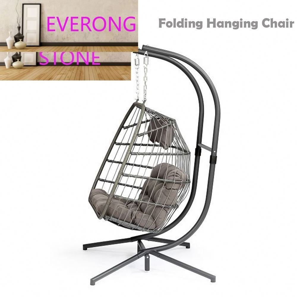 Wholesale patio canopy outdoor furniture double seat rattan egg shape wicker hanging swing chair for garden