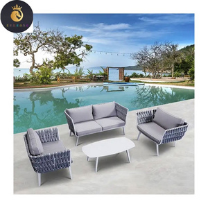 China Cheap Luxury Modern Outdoor Waterproof Seats Patio Aluminium Rope Sofa Chair Set Garden Furniture