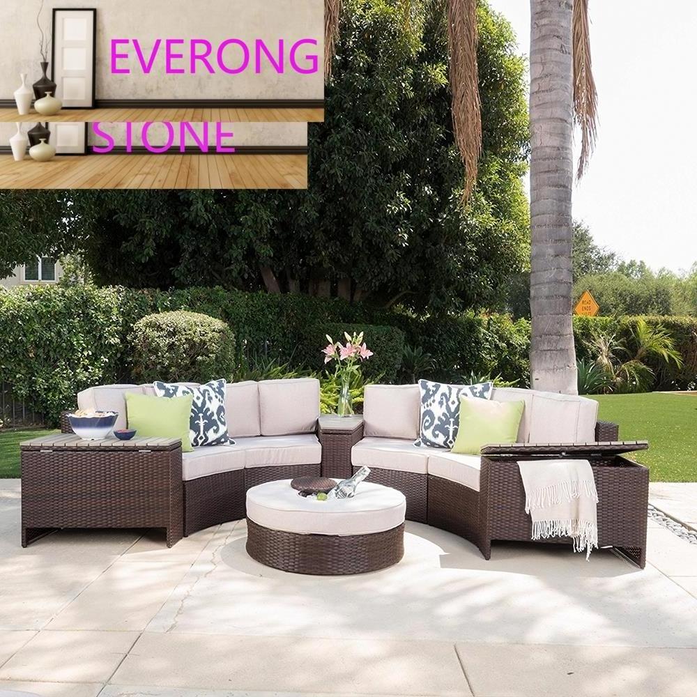 Foshan Latest Design Outdoor Garden Rattan Sofa Set With Half Moon Shape For Patio Furniture