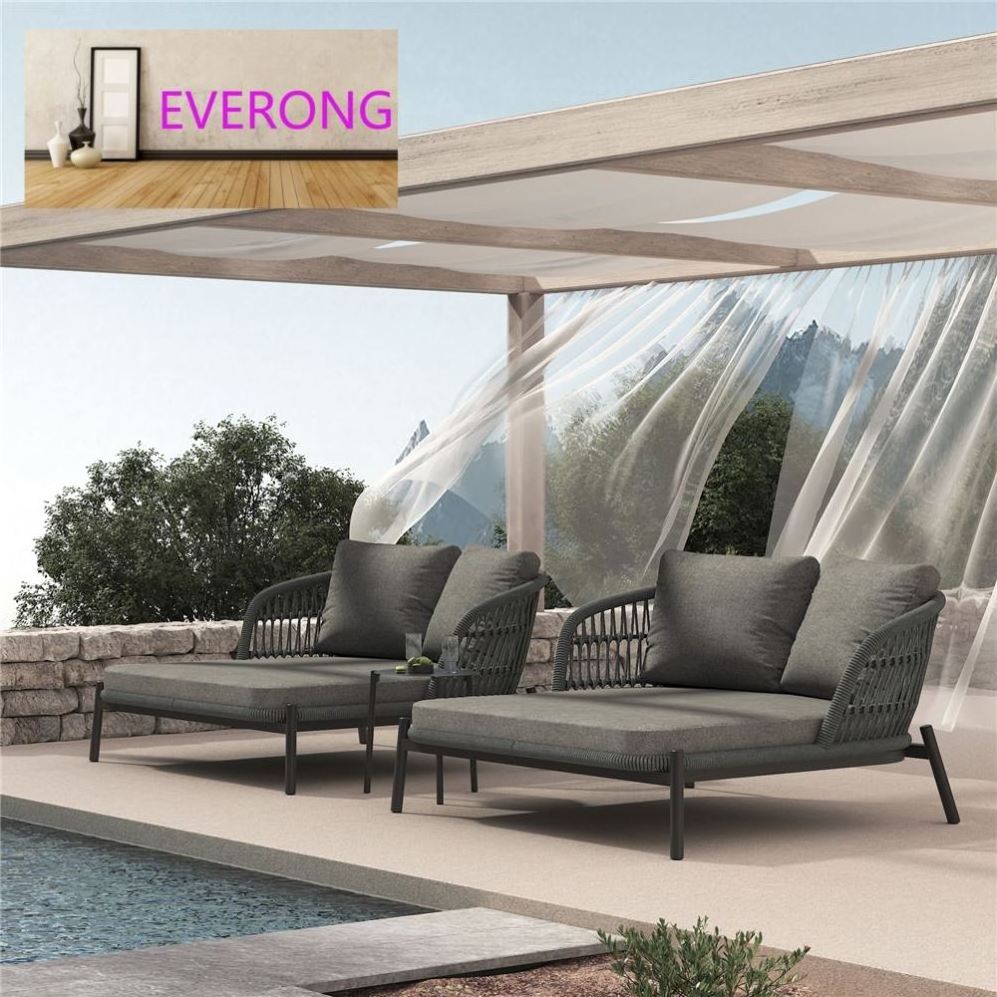 everong Aluminum Frame Luxury Lounger Garden Round Sun Bed Modern Hotel Furniture Outdoor Round Pool Daybed