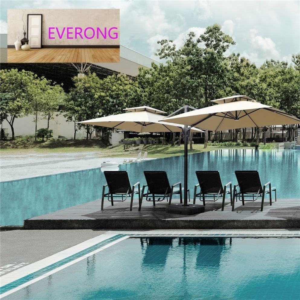 everong Aluminum Patio Parasol Umbrella Outdoor Furniture Double Windproof Beach Sun Umbrella Outdoor For Restaurant