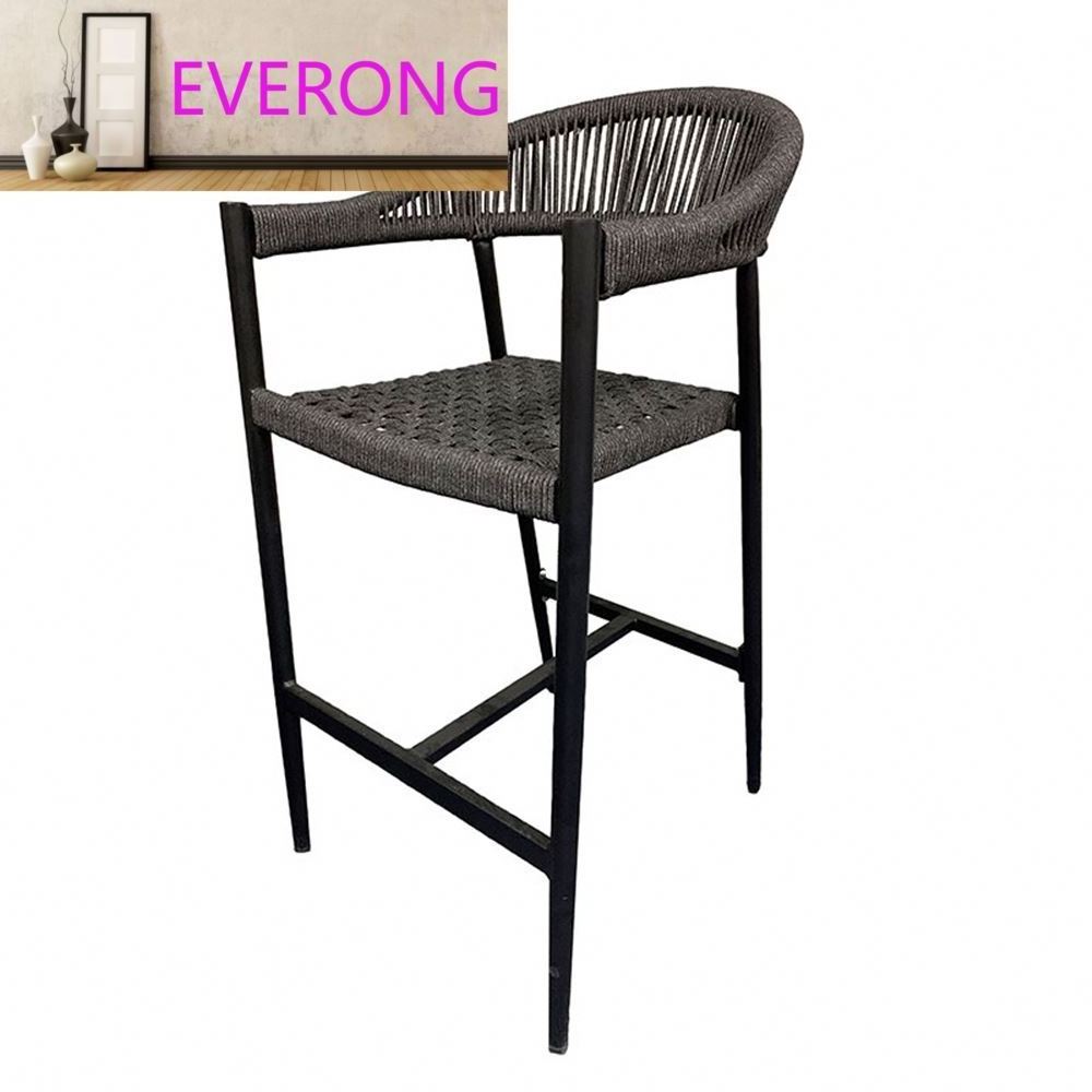 Modern Design High Quality Simplicity ventilate Back  Bar Stool Chair cushiLead rope bar chair  with black Aluminum tube