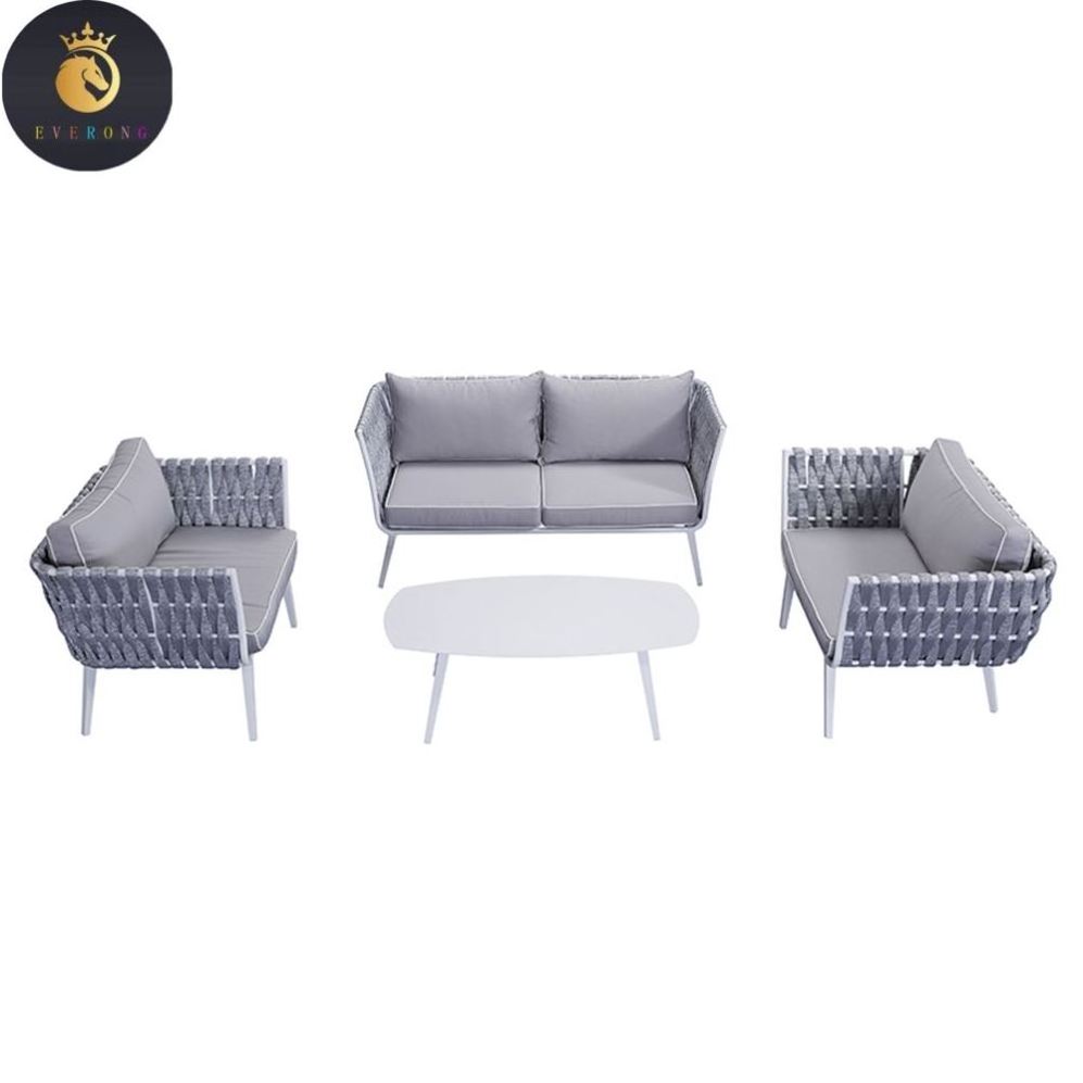 China Cheap Luxury Modern Outdoor Waterproof Seats Patio Aluminium Rope Sofa Chair Set Garden Furniture