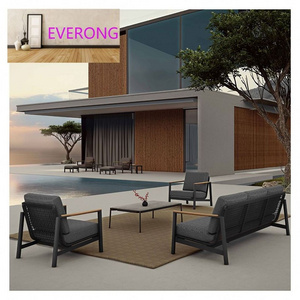 everong Modern Outdoor Furniture Terrace Patio Aluminum Sofa All Weather Garden Furniture Leisure Sofa Garden Sets