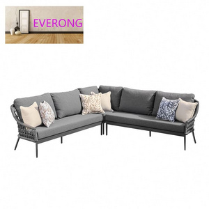 everong Outdoor Garden Sofa Set Metal Aluminum Lounge Set Modern Patio Furniture Sectional L Shape Sofa