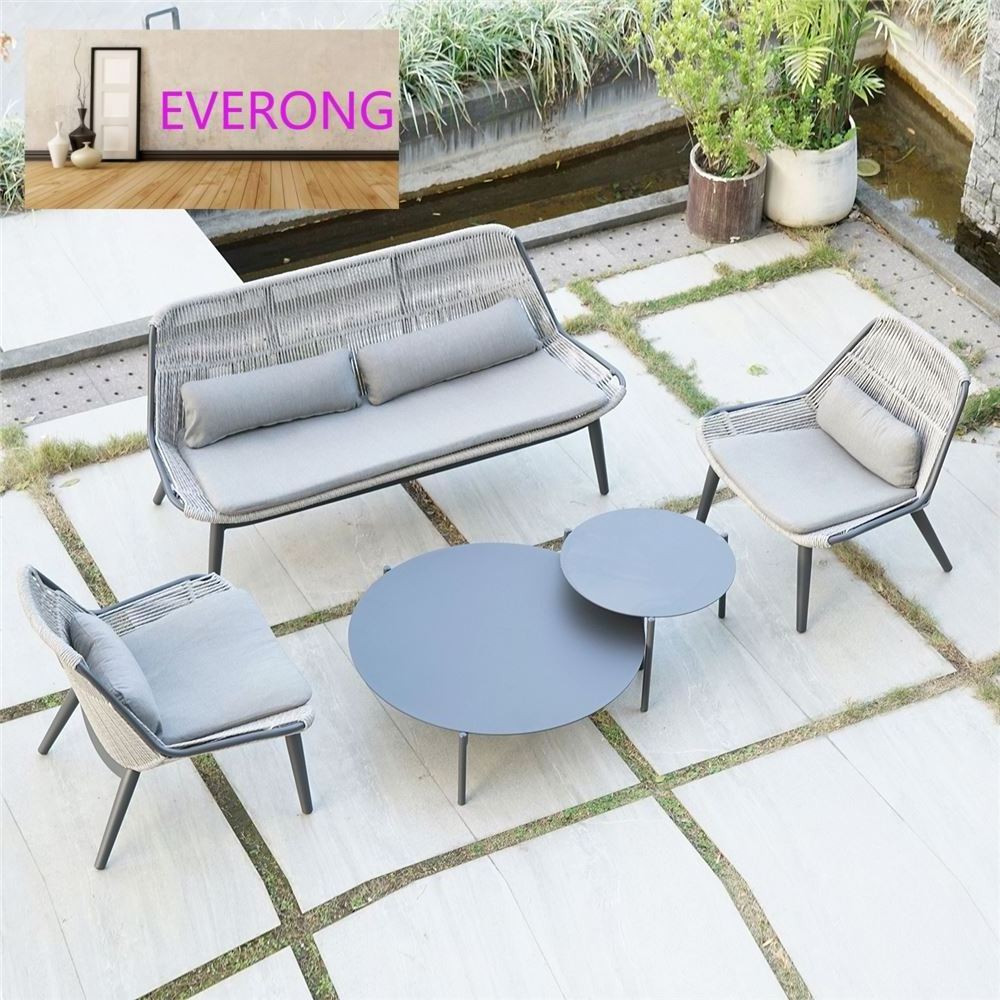 everong Garden Sets Outdoor Patio Sofa Aluminum Hotel Outdoor Furniture Luxury Rattan Garden Sofa Set Furniture