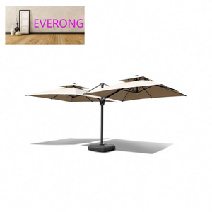 everong Aluminum Patio Parasol Umbrella Outdoor Furniture Double Windproof Beach Sun Umbrella Outdoor For Restaurant