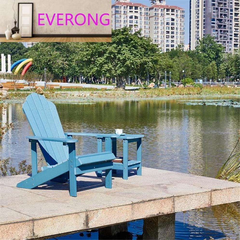 EV wood plastic composite chair wood side table outdoor endurable plastic wood modern adirondack table with cupholder