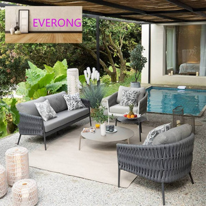 everong Leisure Loveseat Outdoor Sofa Set Outdoor furniture Aluminum Frame Rope Woven Sofa Patio Furniture Set