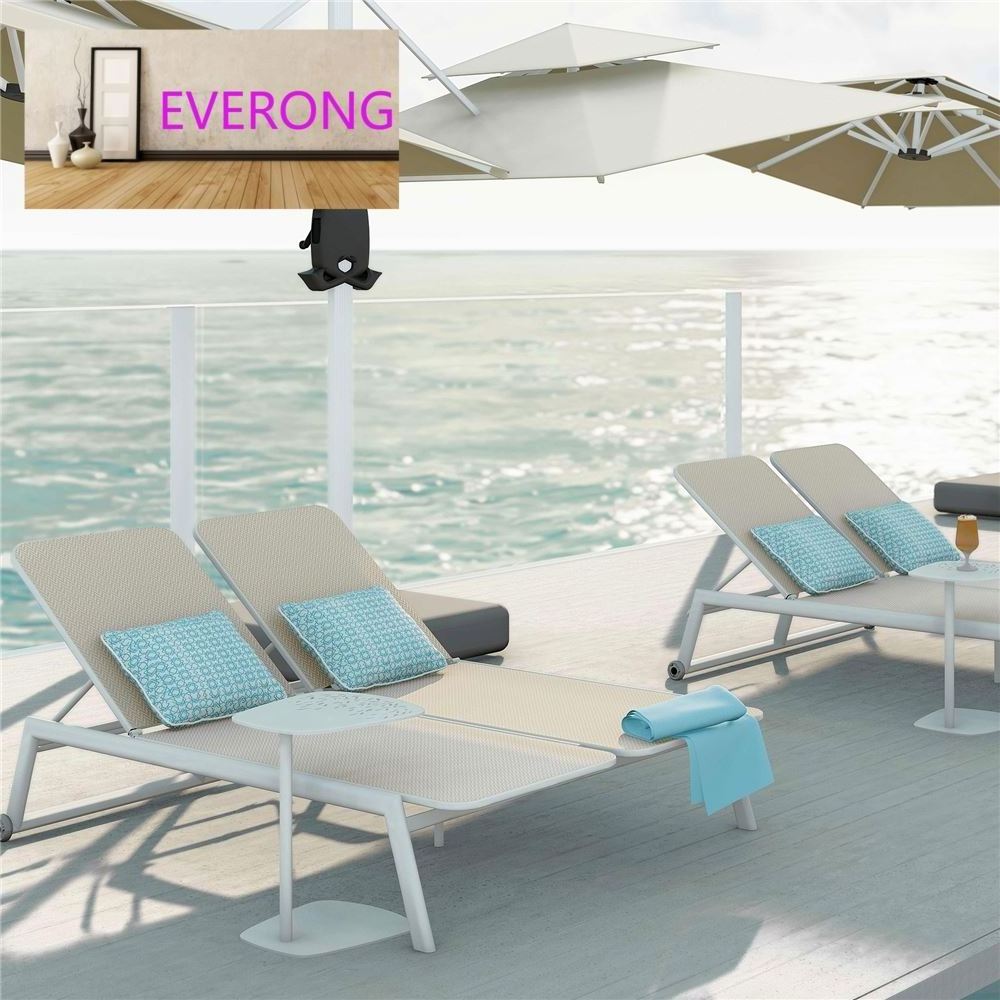 everong Hotel Swimming Pool Lounger Chaise Outdoor Garden Furniture Aluminum Stacking Double Beach Lounger Chair