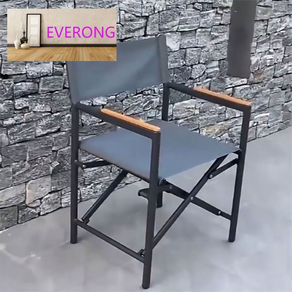 everong Modern Patio Furniture Leisure Zero Gravity Chair Outdoor Furniture Black Aluminum Garden Folding Chair