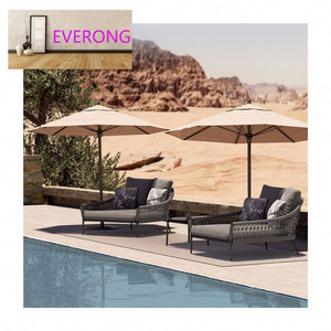 everong Luxury Outdoor Rope Weaving Sun Bed All Weather Hotel Poolside Furniture Lounge Bed Garden Day Bed