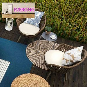 everong Modern Terrace Furniture Woven Rope Small Balcony Table And Chairs Sets Outdoor Swivel Chair Set