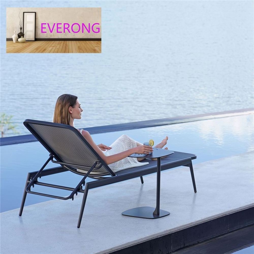 everong Luxury Aluminium Furniture Outdoor Beach Chair Portable  Textylene Mesh Sun Lounger For Pool