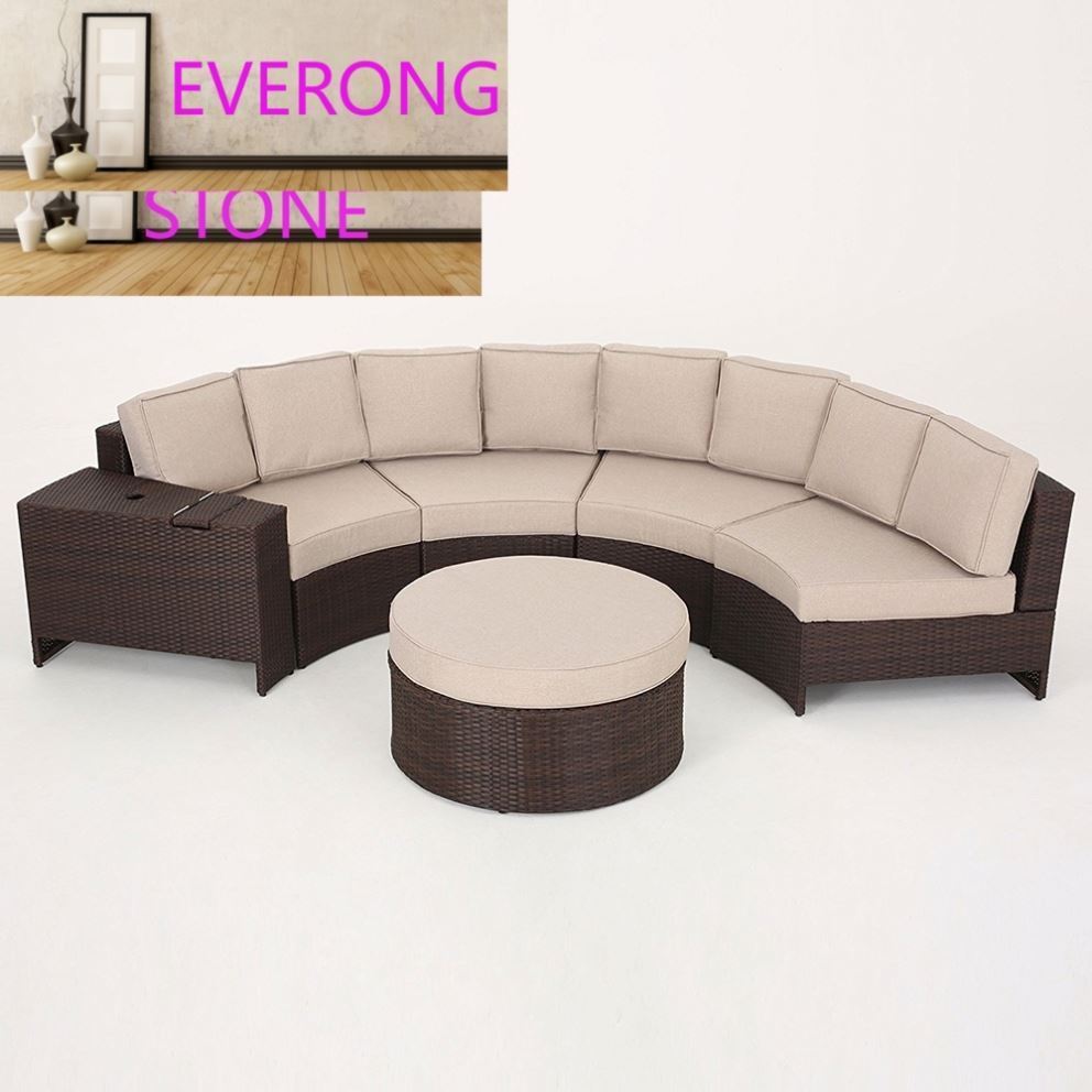 Foshan Latest Design Outdoor Garden Rattan Sofa Set With Half Moon Shape For Patio Furniture