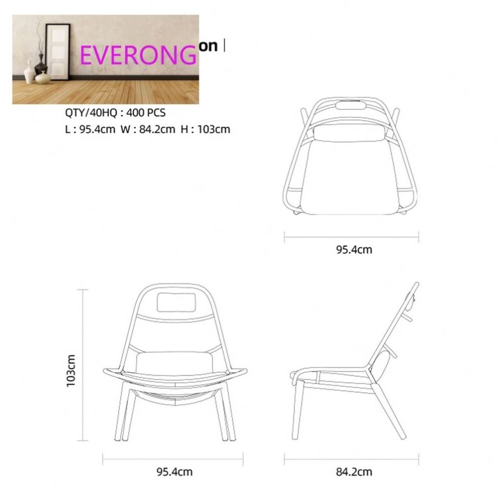 everong Modern Creative Design Garden Furniture Outdoor Patio Hand Woven Single Lounge Rattan Chair