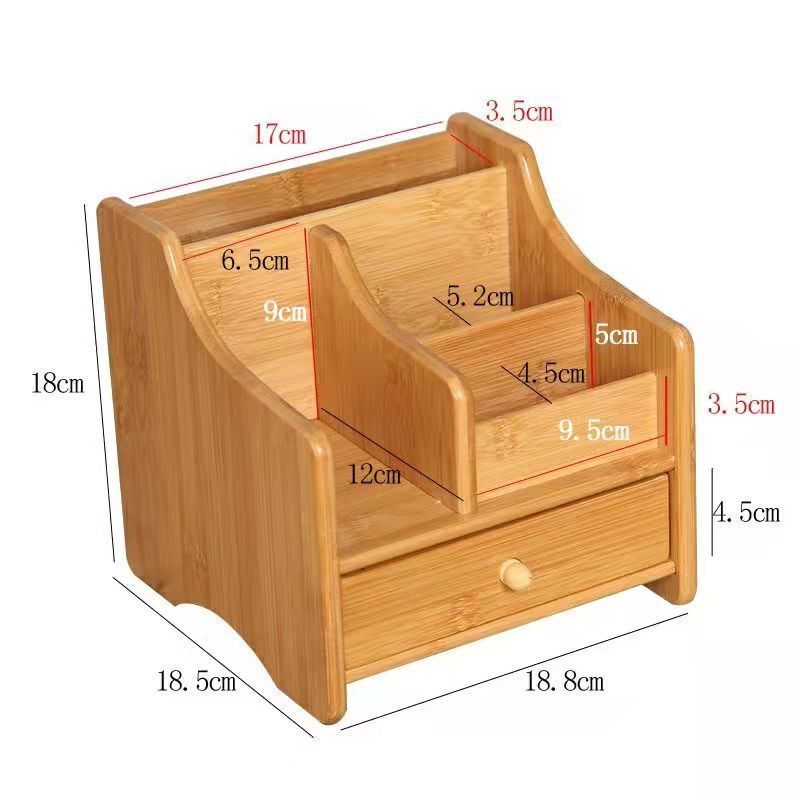 HOSTK ZM2028 Bamboo Wood Shelf Organizer for Desk with Drawers Mini Desk Storage for Office