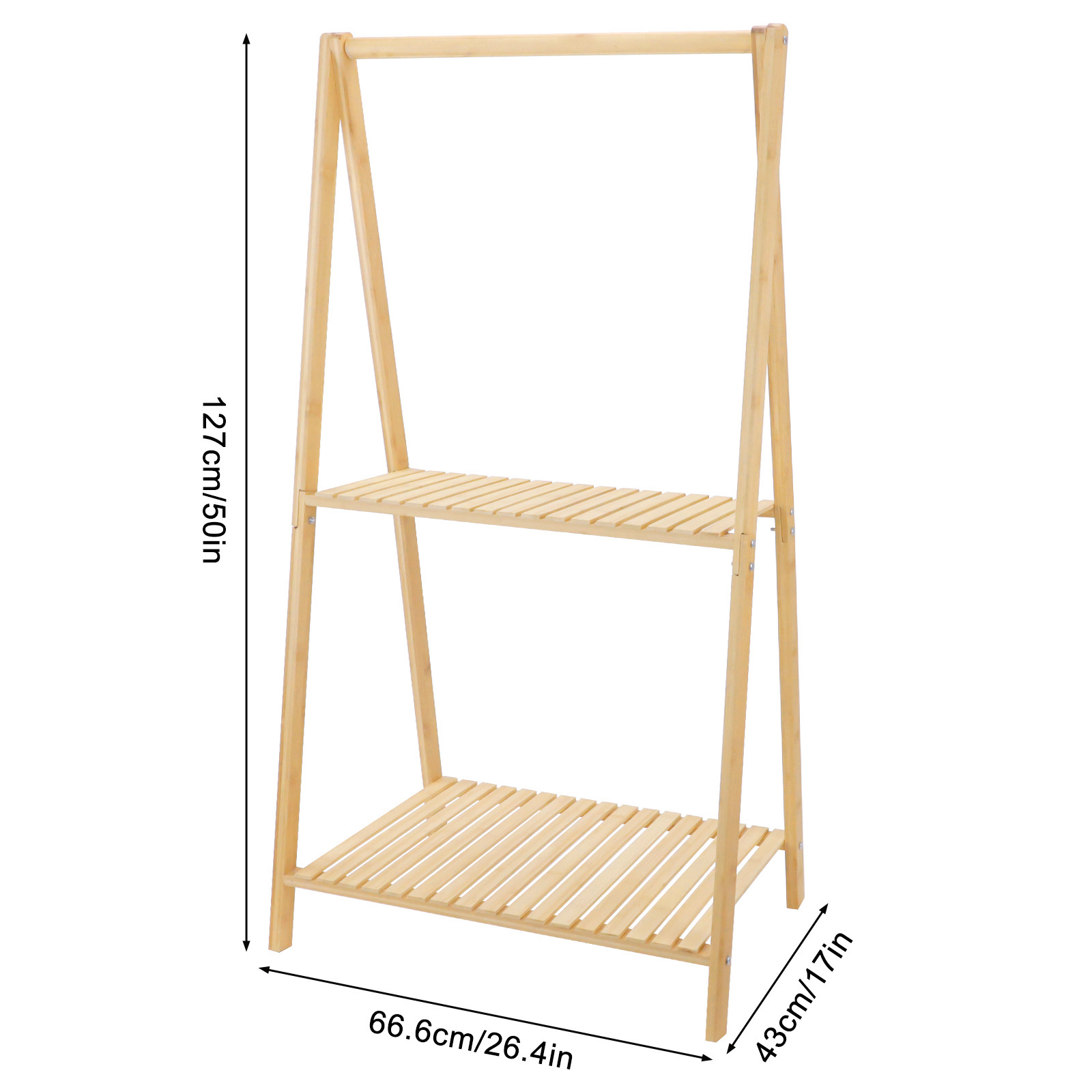 Eco Friendly 2 Tier Natural Bamboo Wooden Shoes Storage Organizer Shelf Clothing Rack Plant Display Stand Rack for Bedroom