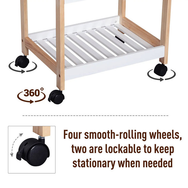 Custom 3 Tier Mobile Serving Trolley Kitchen Cart with Rolling Wheels Kitchen Trolley With 3 Storage Baskets for Bathroom