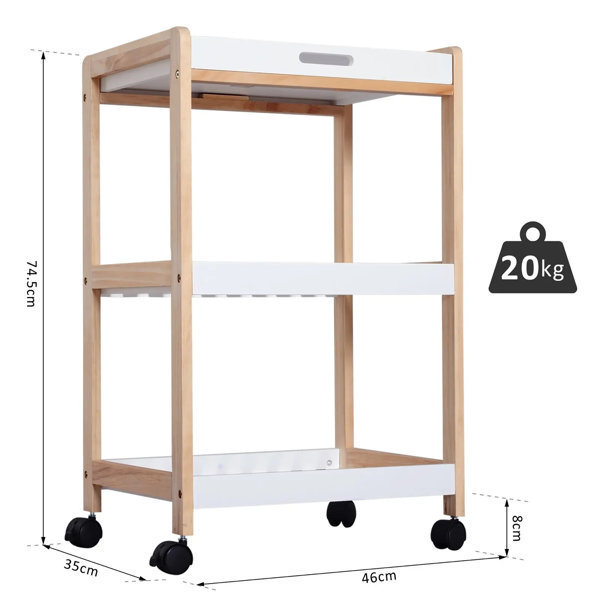 Custom 3 Tier Mobile Serving Trolley Kitchen Cart with Rolling Wheels Kitchen Trolley With 3 Storage Baskets for Bathroom