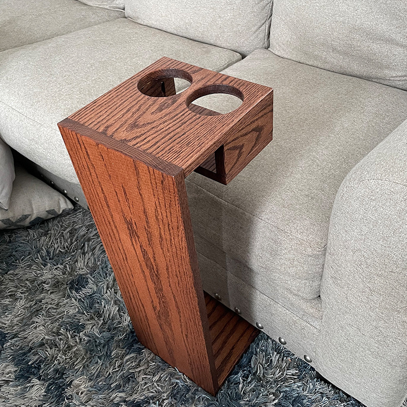 Bamboo Wood Sofa Couch Drink Caddy Stand Couch Cup Holder Snack Drink Table Stand for Sofa Living Room