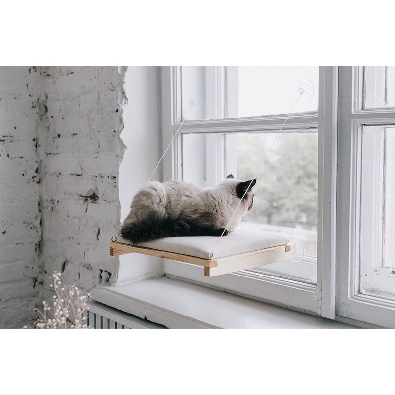 Customized Logo Cat Hammock Window Sleeping Bed Cat Window Perch Hammock for Cat Hanging Seat Wall Furniture