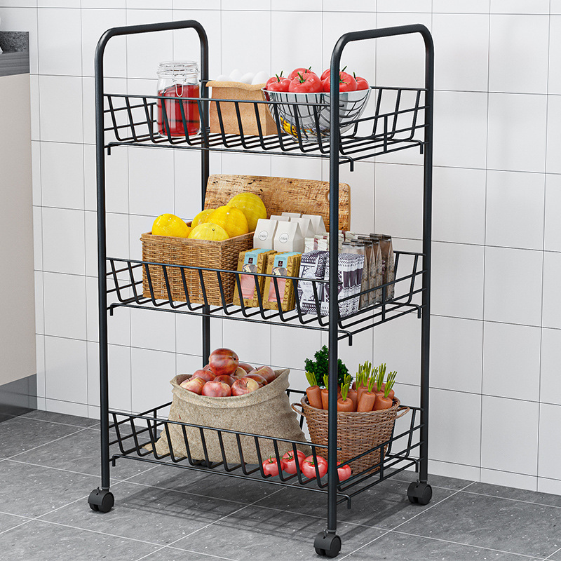 SER Hot Sale Multi-layer Storage Cart 360 Degree Fruit Vegetable Shelf Kitchen Rotating Storage Rack