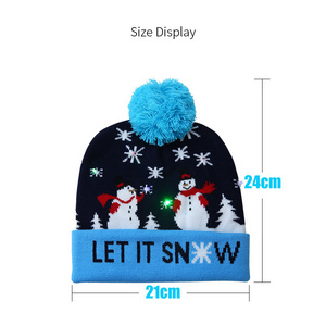 2022 LED Flash Light Up Knitted Hat Christmas Gift for Kids/Adults Xmas New Year Party Decorations