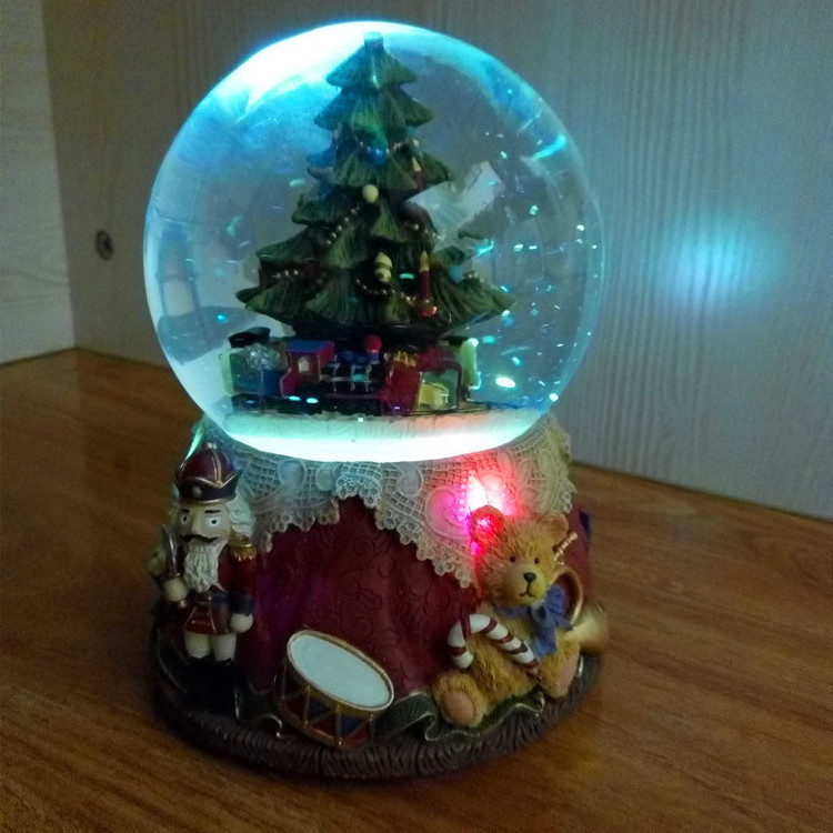 Festival Bear Christmas Snow Globe Glass Crystal Ball Music Box Party Home decoration accessories gift for Kid 2020