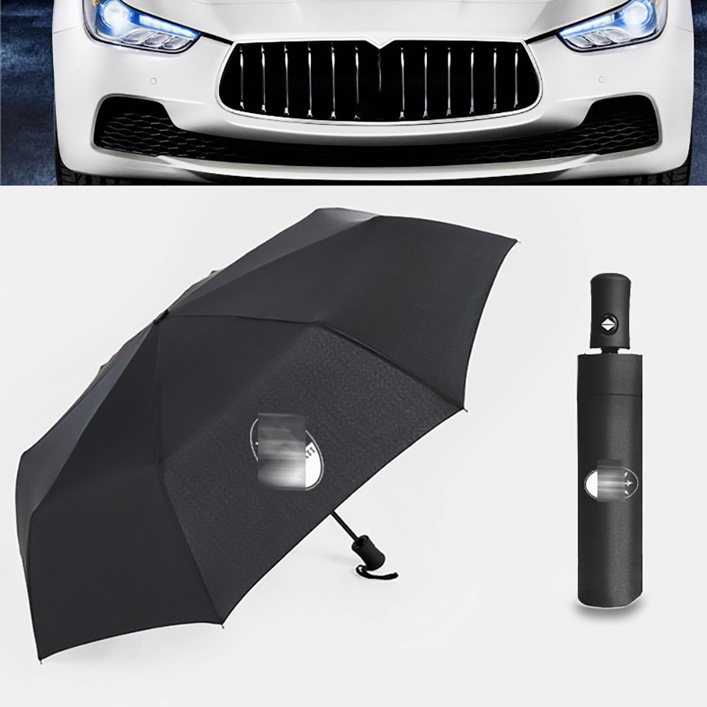 Car Logo Fully Automatic Business Umbrella for Maserati Bumbershoot Emblem Rain Folding Sunshade Black Windproof Portable 2020