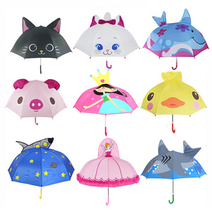 Cartoon Kids For Girls Boys Child Animation Creative Long-handled 3D Ear Modeling Children Umbrella