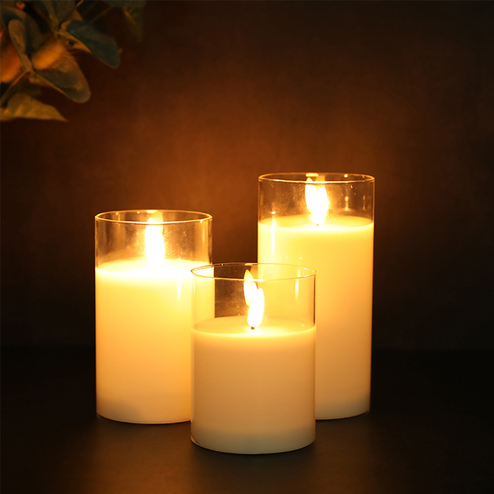 3Pcs LED Candles Battery Powered Led Tea Lights Warm White Flameless Flickering Simulation Candle Light