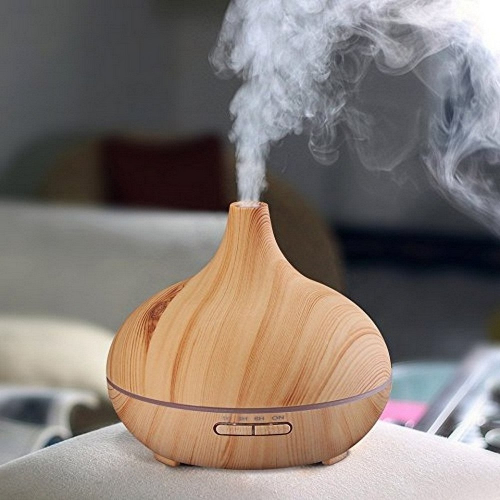 Electric Burner 400ml LED Ultrasonic Humidifier Essential Oil Diffuser Air Freshener Homes Aroma Incense Wood Grain