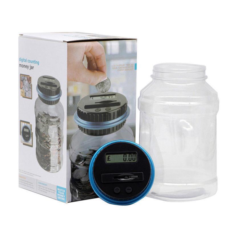 Boxes Electronic LCD Coin Counting Box Saving Safe Digital Piggy Bank Jar For USD EURO GBP Money Brazil Freeship