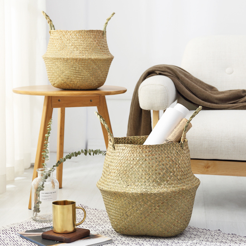 Wicker Baskets Laundry Storage Decorative Basket Rattan Flower Pot Garden Planters Household Organizer