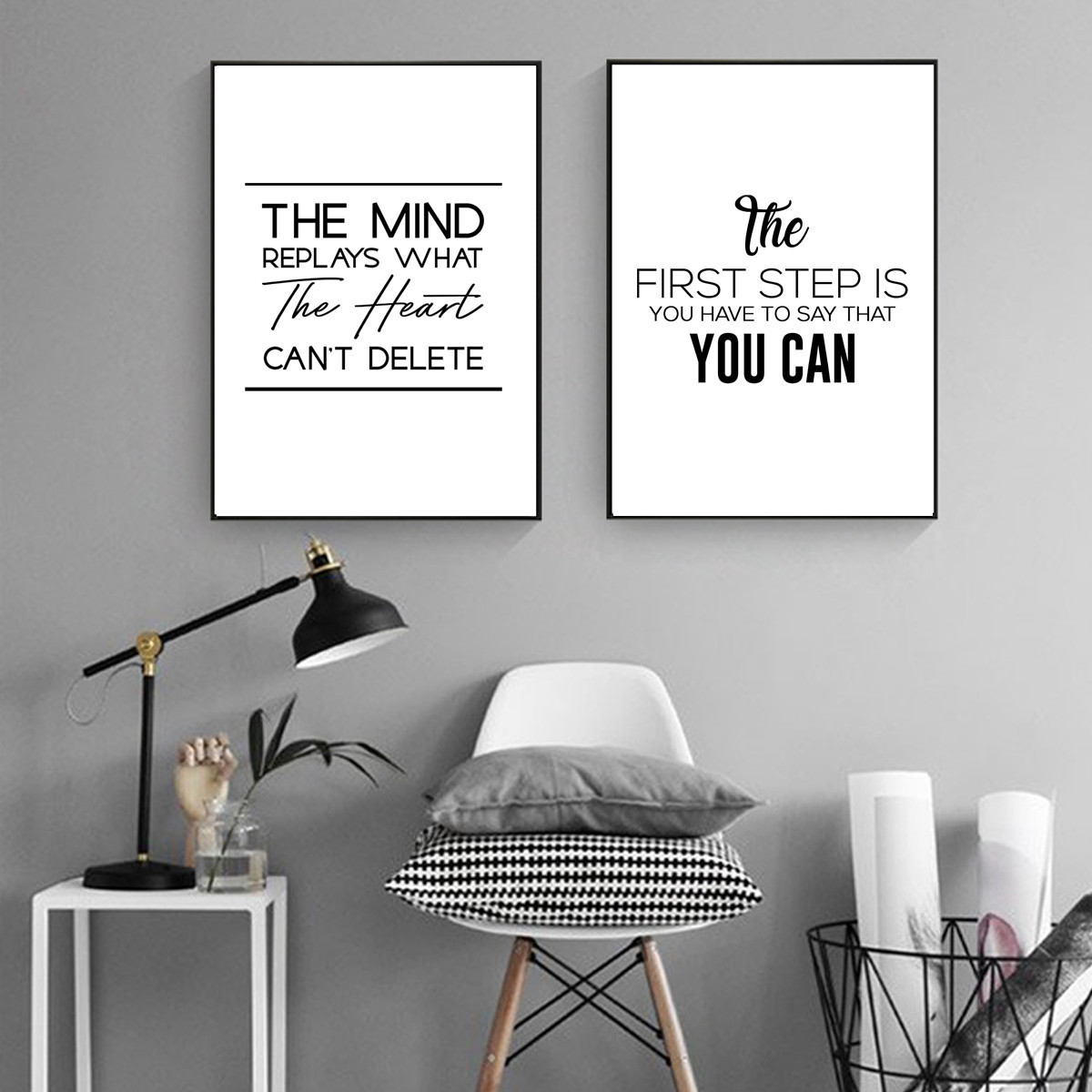 Canvas Poster Quote Wall Art Motivational Positive Energy Phrases Words Black and White Minimalist Decor Home Decoration