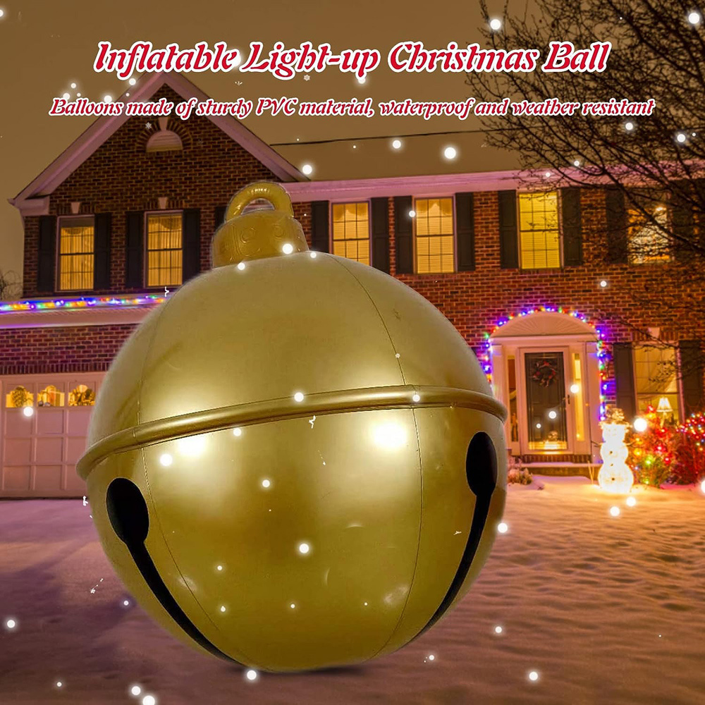 Decorative Bell Balloon 60cm Outdoor Funny Printing PVC Inflatable Toy Crafts Gifts Christmas Ball Ornaments