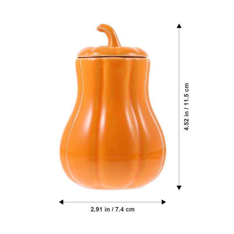 Pumpkin Shape Ceramic Tea Canister Spice Storage Coffee Condiment Jar with Sealed Lid