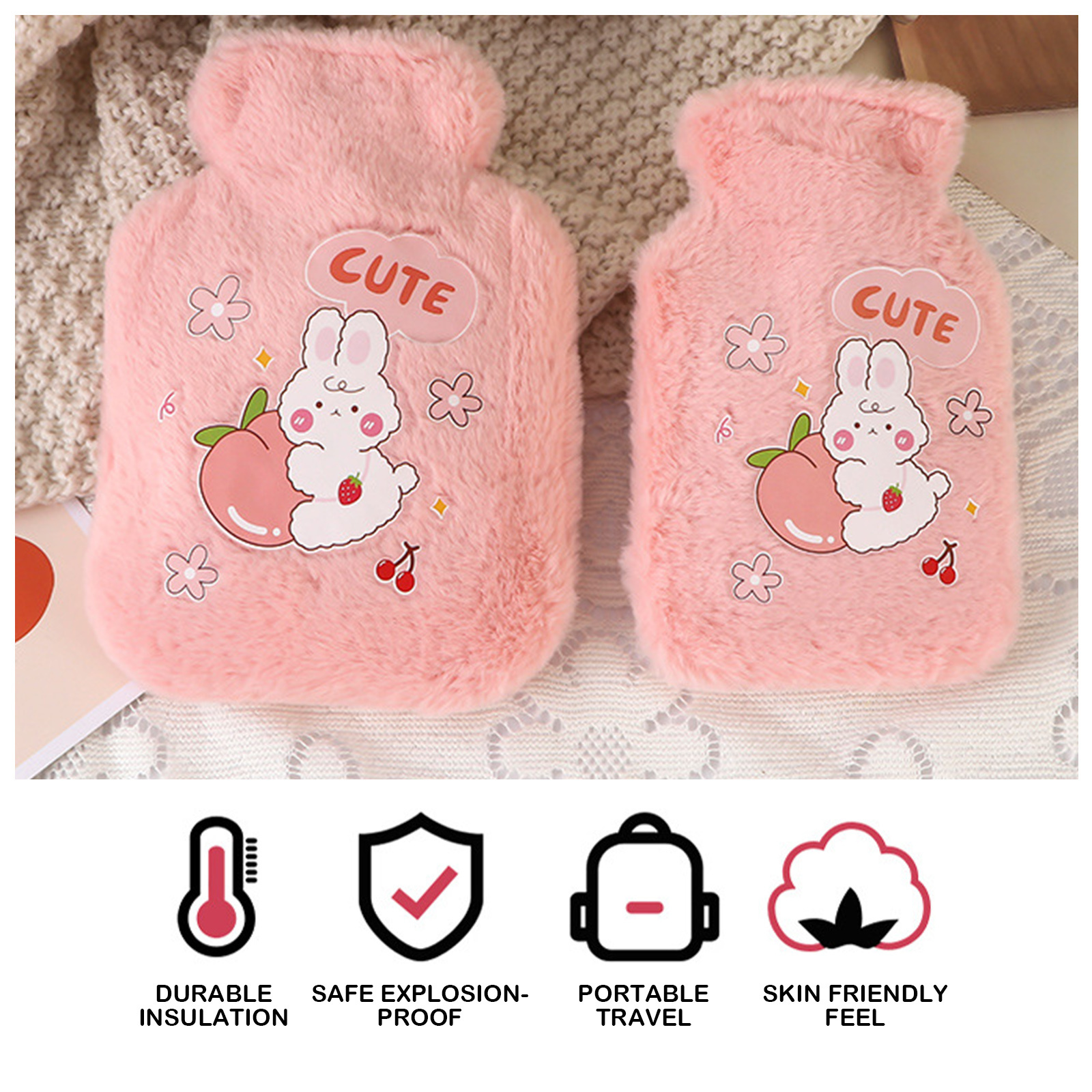 Hot Thickened Explosion-Proof Plush Cartoon Large-Sized Bag Kawaii Water Bottle For Kids Warm Heating Pad