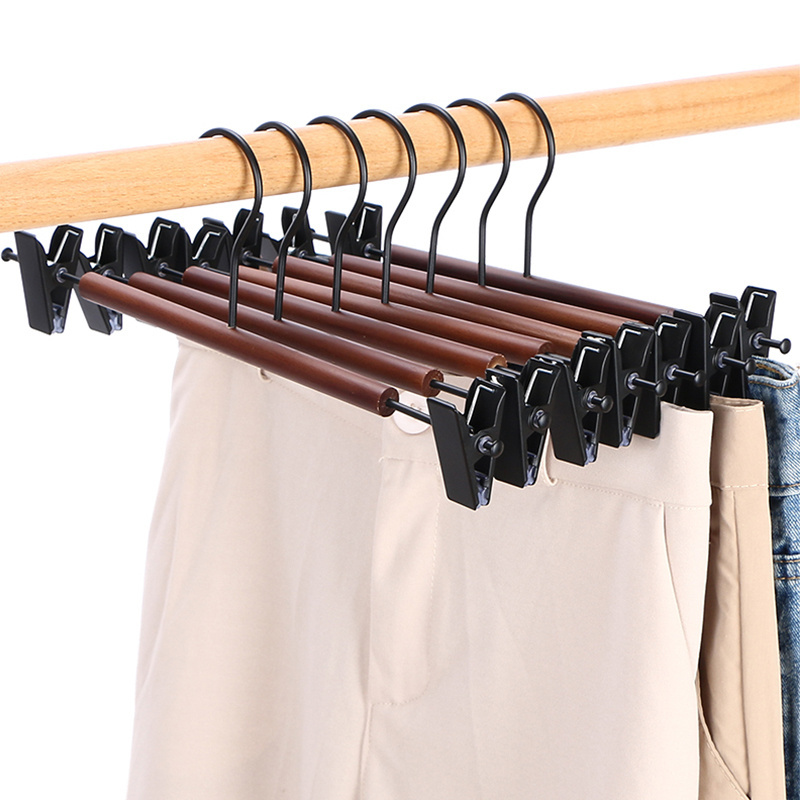 Hanger for wood metal clothing rack with clips fashion skirt clamp garment closet organizers wooden trousers pants hangers