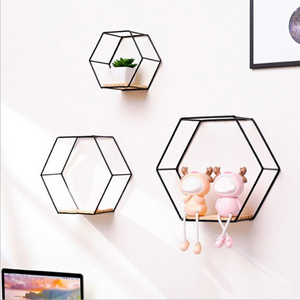 Hot Hexagonal Iron Stand Decoration Craft Nordic Home Shelf Storage Holder Contracted Decorative Shelves