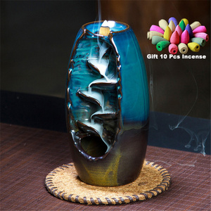 With 10Cones Free Gift Waterfall Burner Ceramic Holder,Option for Mixed Incense Cones (Burner L and Size M)